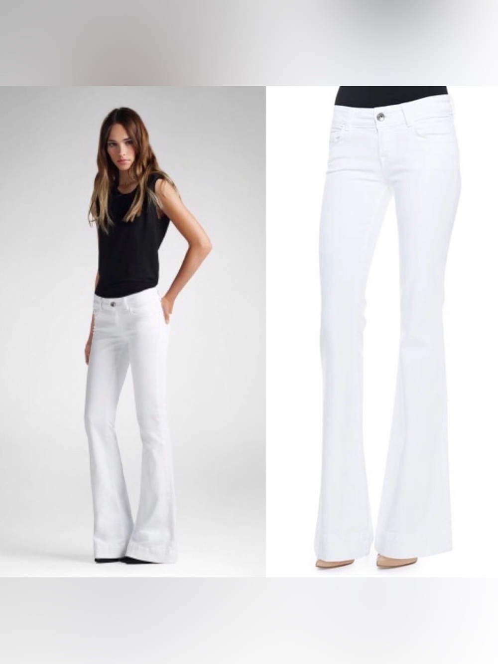 J Brand Love Story Blanc White Flared Jeans  Wide Leg Size 27